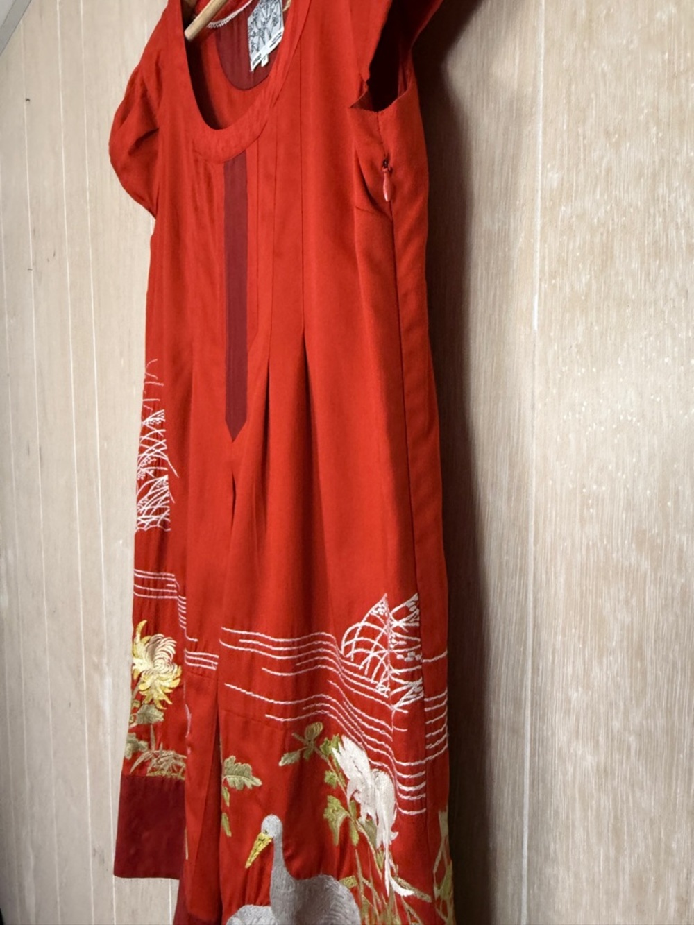 Anthropologie Floreat Red Floral & Crane Mini Dress - Picture 4 of 6
